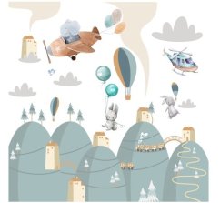 Prekrasna zidna naljepnica u pastelnim bojama Animal Travelers