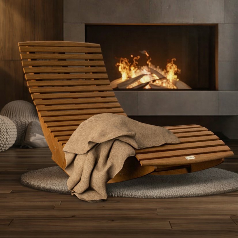 Lettino a dondolo per sauna Java in legno di acacia