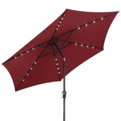 Parasol de grădină LED solar din aluminiu Miami - 270 cm, roșu, UV 80+