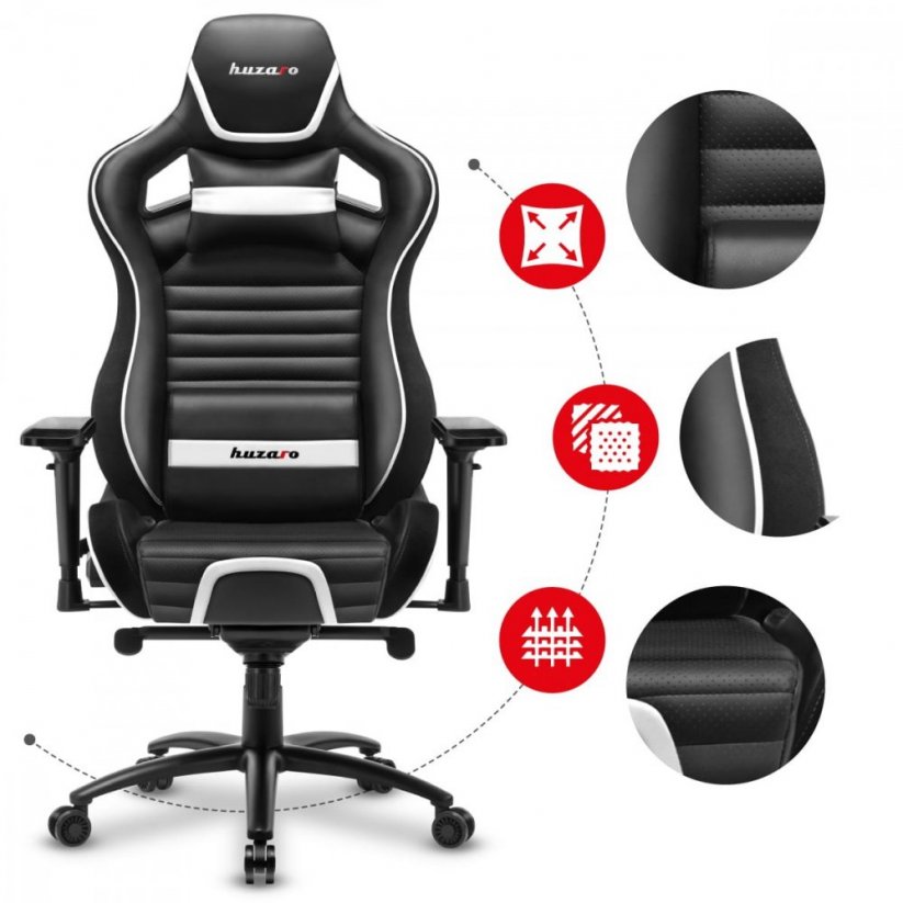 Ergonomikus gamer szék fehér színben FORCE 8.2
