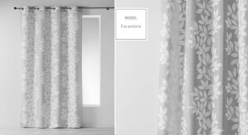 Luxusní závěsy šedé barvy s bílým vzorem 140 x 260 cm