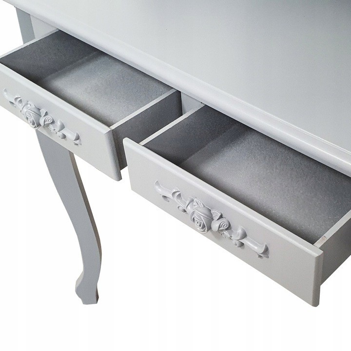 Kvalitný toaletný stolík so stoličkou v sivej farbe