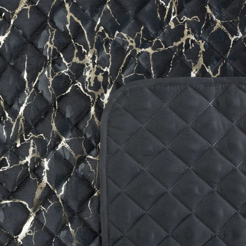 Schwarze dekorative Tagesdecke mit Marmoreffekt