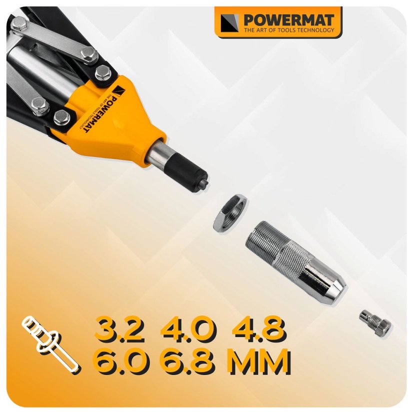 Nitovacie kliešte na trhacie nity 525 mm – nity 3,2–6,4 mm