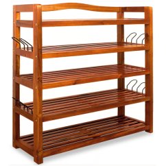 Schuhregal aus massivem Akazienholz 75 × 26 × 82 cm