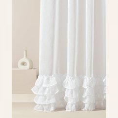 Weißer Vorhang Flavia mit Rüschen und silbernen Ösen 350 x 250 cm