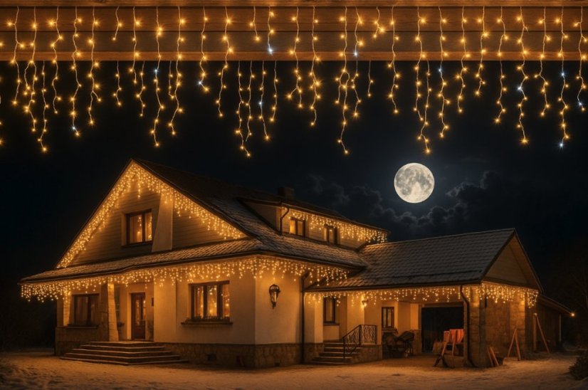 LED коледно външно осветление, топло бяло IP44