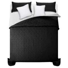 Cuvertură de pat matlasată alb-negru pentru pat dublu 200 x 220 cm