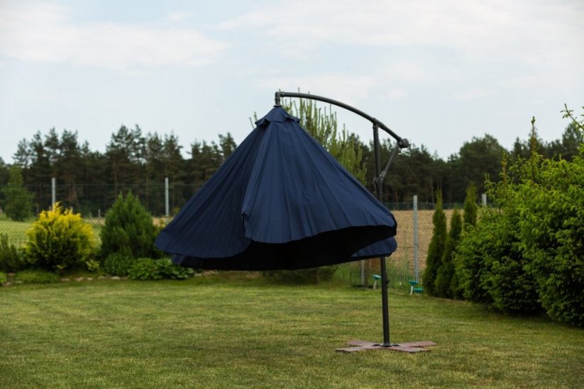 Umbrelă de grădină albastră cu suport