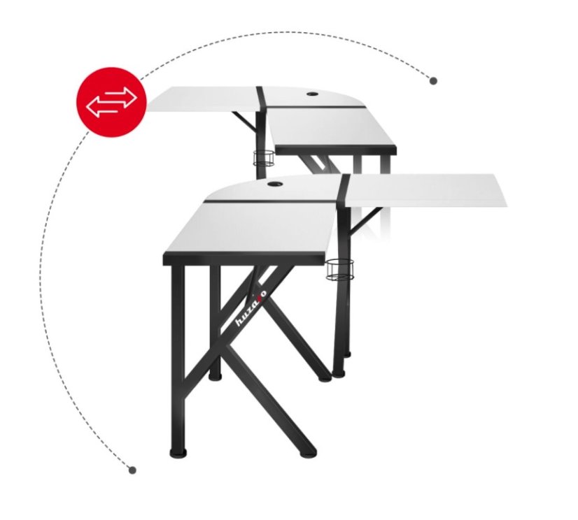 Priestranný rohový stôl HERO 6.3 v bielej farbe