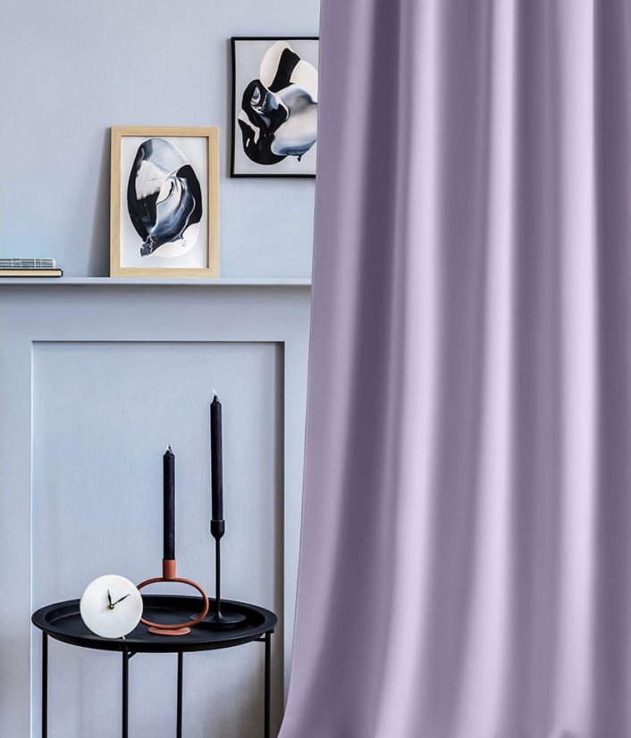 Draperie de o singură culoare violet deschis, pentru bandă de pliere 140 x 250 cm