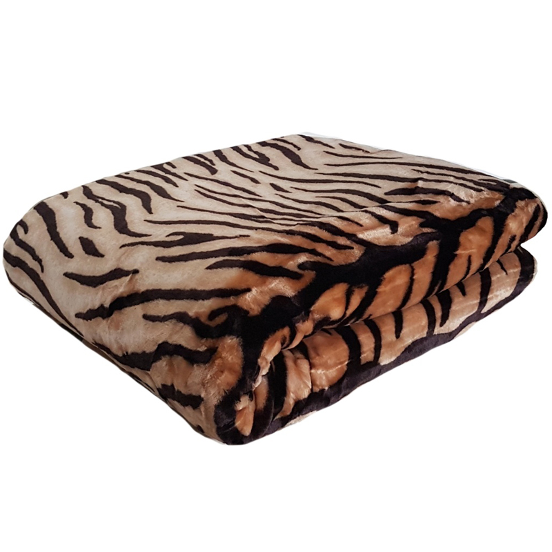 Pătură acrilică de lux modernă, culoarea maro cu model de tigru
