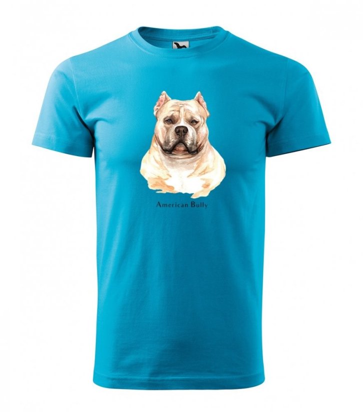 T-shirt da uomo per gli amanti della razza del cane American Bully - Colore: Turchese, Misurare: L