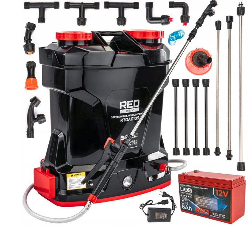 Akkus permetezőgép 20L teleszkópos csővel és 4 fúvókával