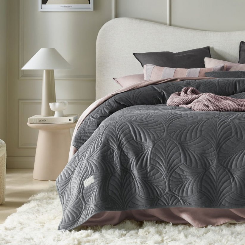 Krevet od sivog velura Feel  200 x 220 cm