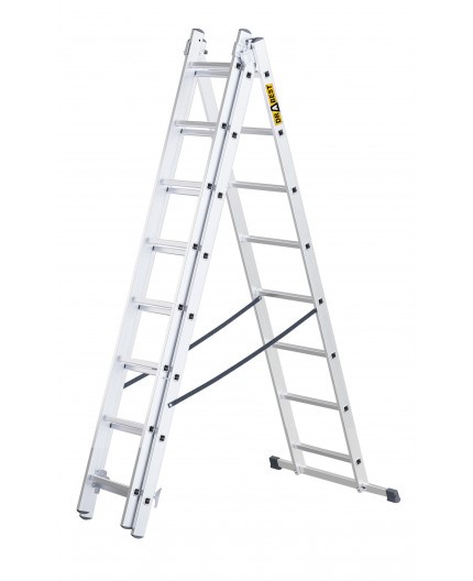 Scară multifuncțională din aluminiu, cu 3 x 8 trepte și capacitate de încărcare de 150 kg