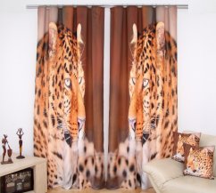 Rjava elegantna zavesa z motivom geparda