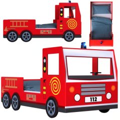Kinderbett Noah mit Rost - Feuerwehrauto 200 x 90 cm