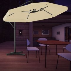 Garten-Sonnenschirm mit LED-Beleuchtung 3 m - Beige