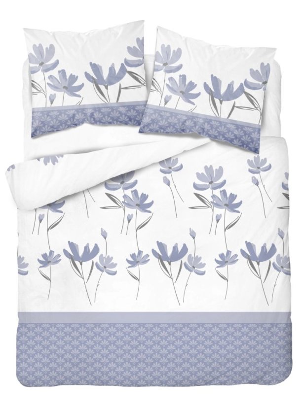 Biancheria da letto in cotone sateen - viola con motivo floreale