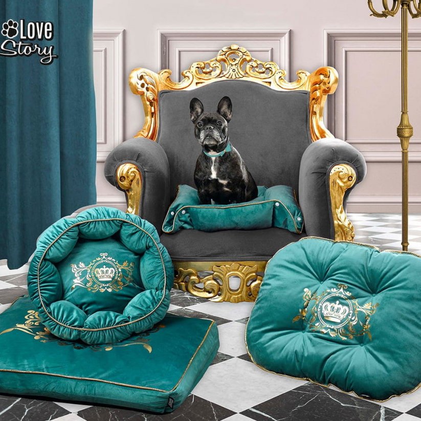 Luxusný pelech pre psov v tyrkysovej farbe 80x60cm