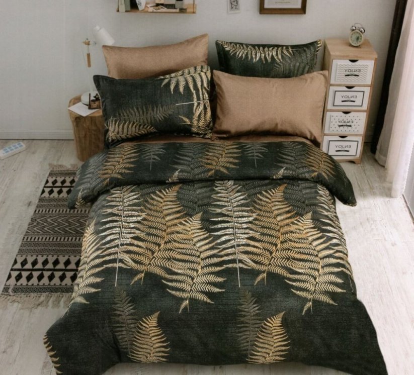 Lenjerie de pat cu motiv de frunze de ferigă - Mărimea: 3 părți: 1buc 160 cmx200 + 2buc 70 cmx80