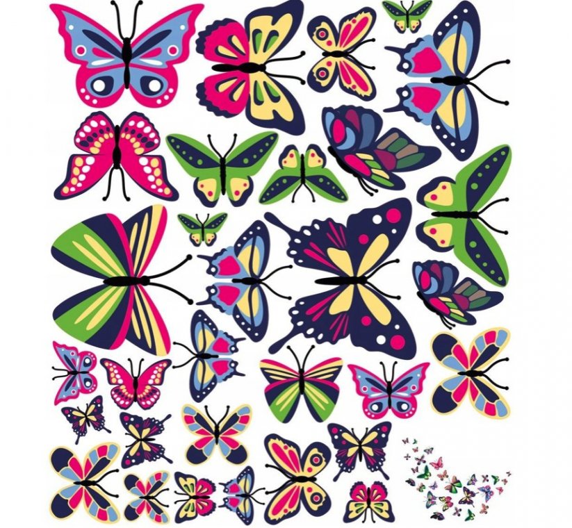Fröhliche Wandaufkleber Schmetterlinge 76 x 100 cm