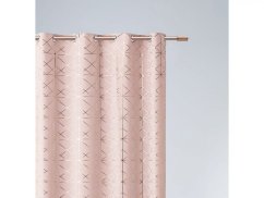 Elegantní pudrově růžový závěs s jemným zlatým vzorem se zavěsením na kruhy