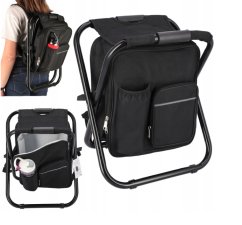 Összecsukható túraszék hátizsákkal - fekete