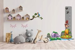 Krásna farebná nálepka na stenu pravítko zo zoo 40 x 120 cm 