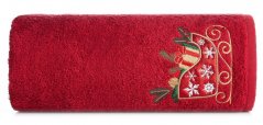 Bombažna rdeča brisača z božičnimi sanmi