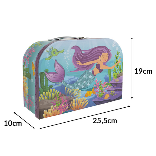 Gyermek teáskészlet sellő motívummal egy bőröndben