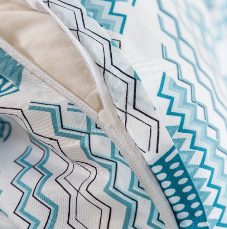 Biele syntetické bavlnené obliečky s boho vzorom v tyrkysovo-modrých tónoch