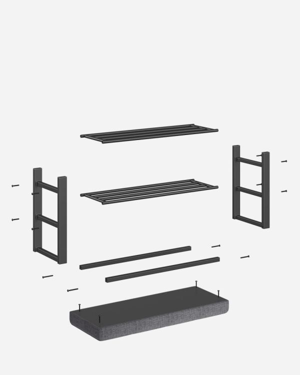 Шкаф за обувки със седалка - 2 рафта, товароносимост 200 кг