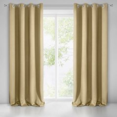 Tenda oscurante color beige con pendenti a cerchio