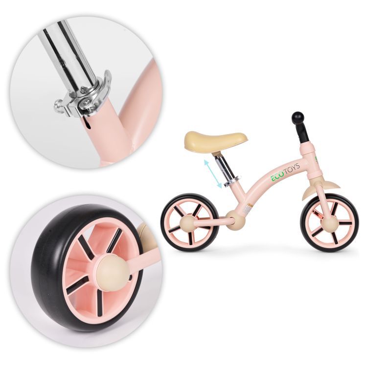 Dječji bicikl bez pedala ECOTOYS - Boja: Bijelo-crna