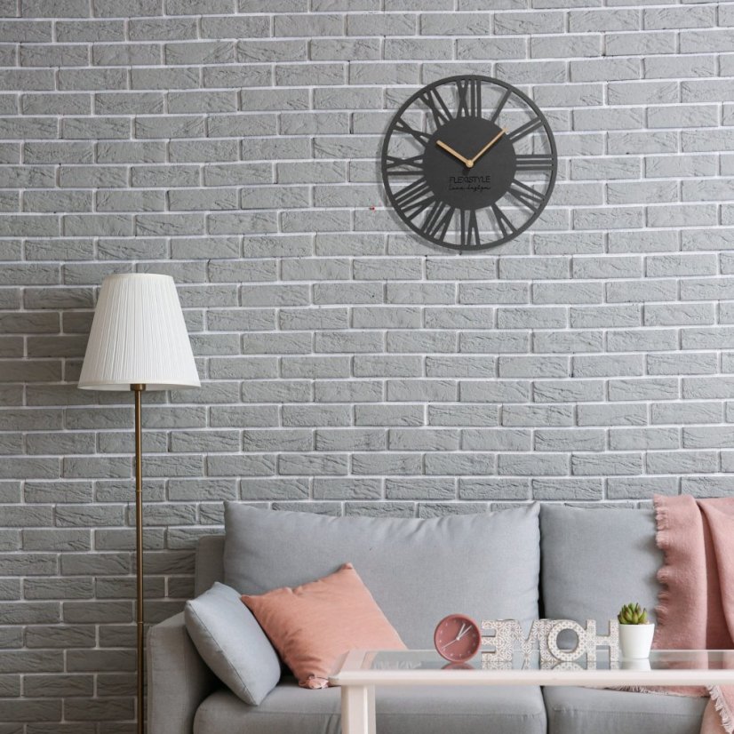 Schlichte anthrazitfarbene Wanduhr im Holzdesign 30 cm