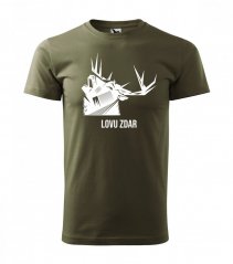 Lovecké tričko v zelené barvě s jelenem