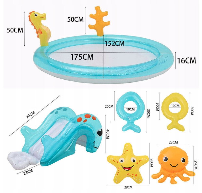 Felfújható gyermekmedence 200 x 152 x 40 cm, tartozékokkal