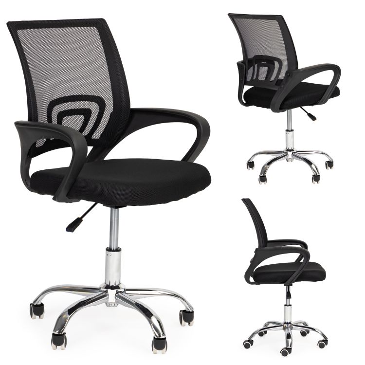 Ergonomická kancelářská židle v černé barvě s kovovou základnou