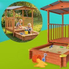Kindersandkasten Merle mit UV-Schutz und überdachter Spielveranda