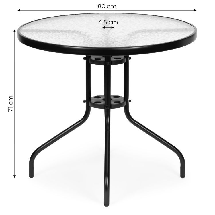 Okrúhly záhradný stôl 80 cm sklenený