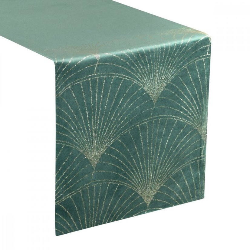 Mitteltischdecke aus Samt mit glänzendem mintfarbenem Druck