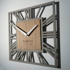 Nástenné hodiny v tvare štvorca v šedej farbe