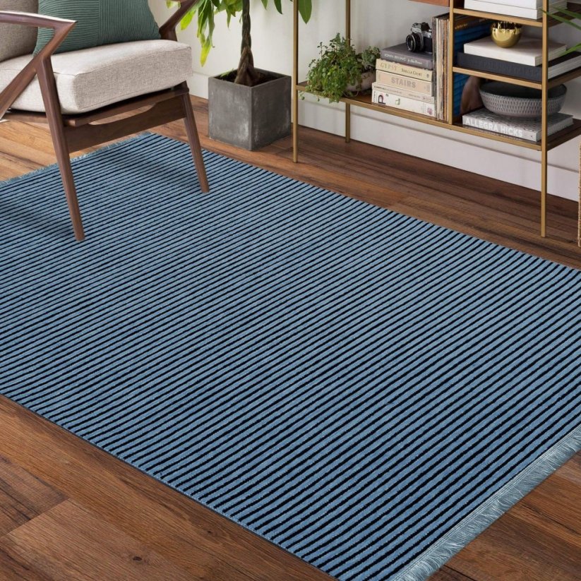 Modrý protišmykový koberec vhodný do predsiene - Rozmer koberca: Šírka: 160 cm  | Dĺžka: 230 cm