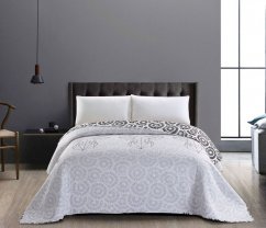Luxus fekete-fehér ágytakaró franciaágyhoz