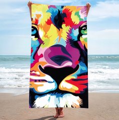 Strandtörülköző színes oroszlánnal