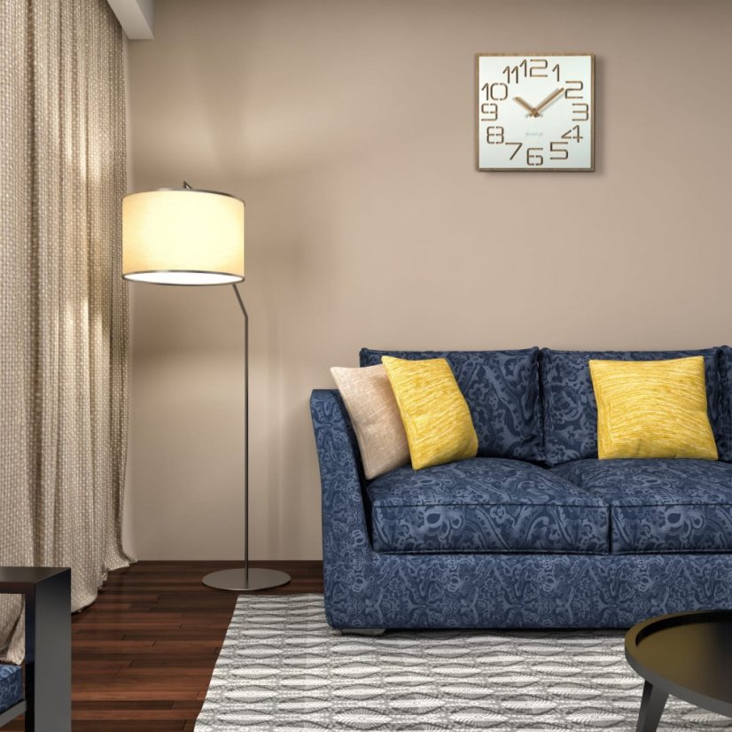 Stylové bílé nástěnné hodiny v kombinaci se dřevem 40 cm
