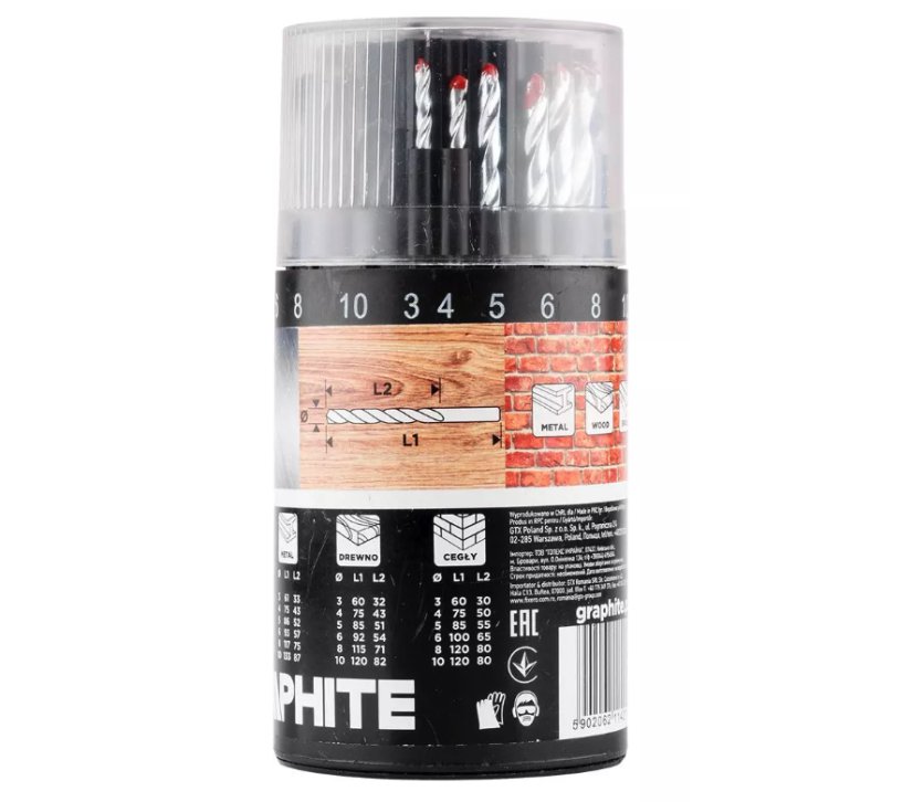 Universal-Bohrersatz GRAPHITE 54T430 - 18 Stück für Metall, Holz und Ziegel
