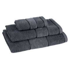 Luxusný bavlnený uterák s prúžkovou bordúrou - tmavosivý
